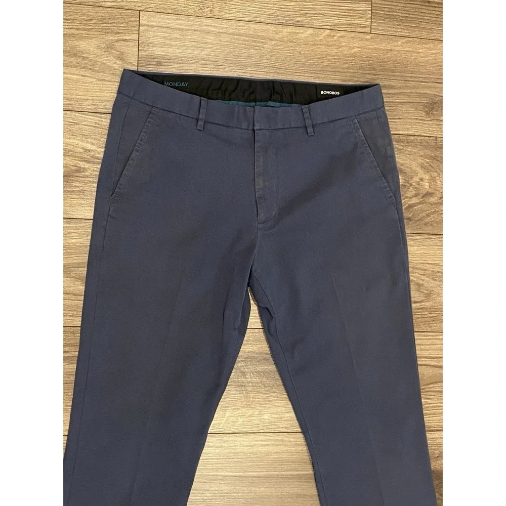 Bonobos‎ Golf Monday Pants Men's Size 36 Slim Navy With Dark Blue Pinstripes